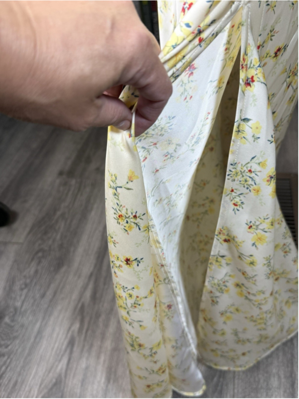Christian Lacroix Light Yellow Satiny L Floral Maxi Long Dress Medium Sleeveless - Picture 5 of 10